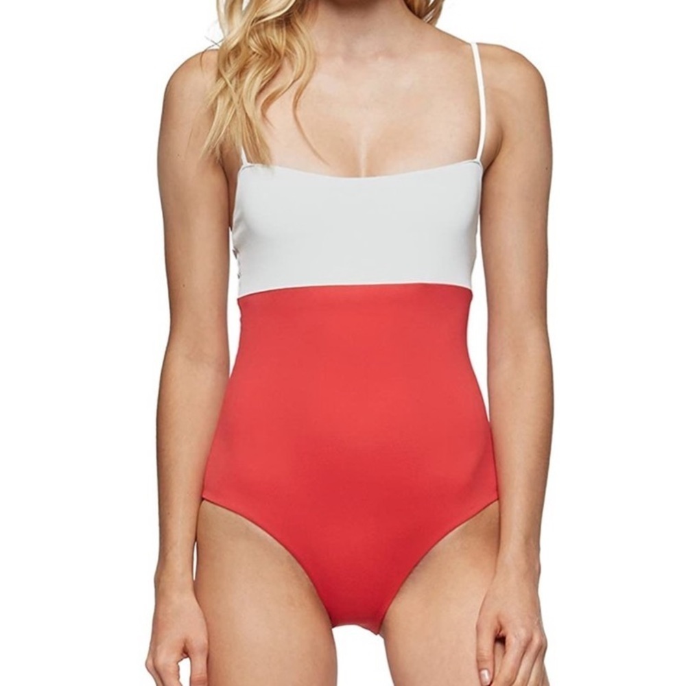 NEW Tavik Scarlett Full Coverage Lg One Piece Bathing Suit Color Block USA Made